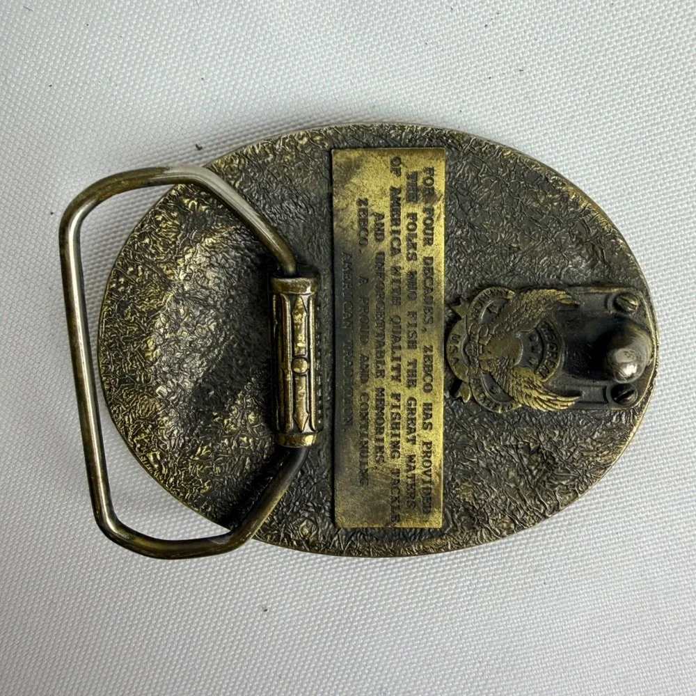 Zebco 40th Anniversary Belt‎ Buckle 1949-1989 Limited Edition Bass Fishing Brass